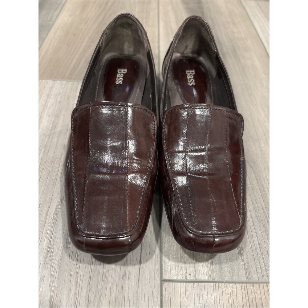 Bass Tivolee Loafers Women 7M Brown Leather Square Toe Slip On Dress Shoes